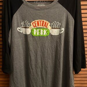 Friends Television Series Raglan Tee - Charcoal & Black
